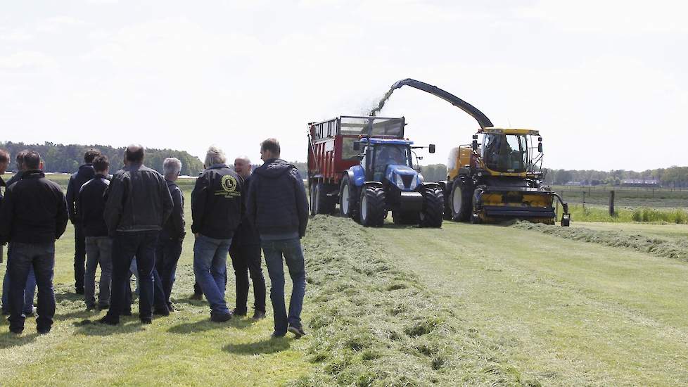 Er werd een redelijk zware snede (3.500 kilo drogestof) gehakseld. “De meeste hakselaars staan standaard afgesteld op een lengte van 2 tot 3 centimeter”, volgens Holtmaat. “Maar als je een zwaarder gewas hebt, moet je de hakselaar fijner afstellen. We zij