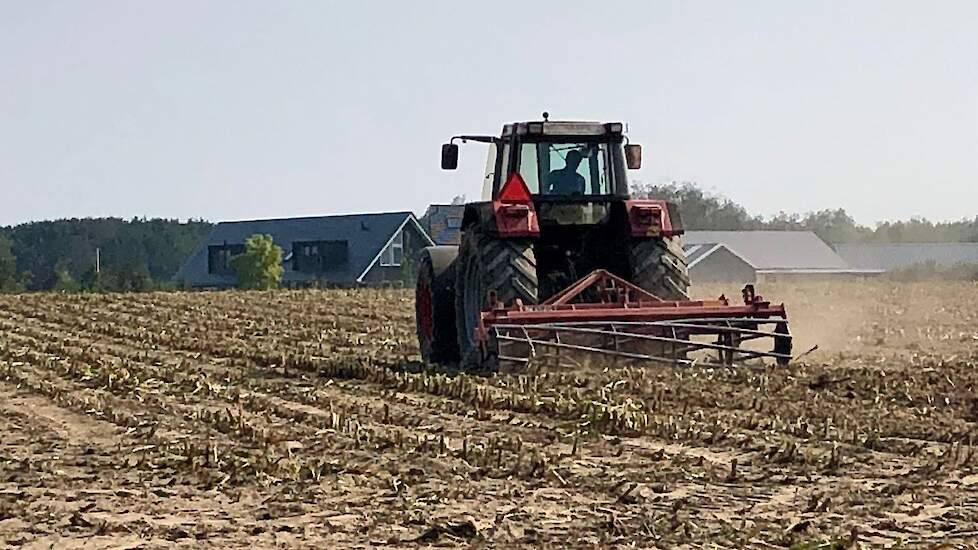 Maïsland wordt klaargemaakt voor het inzaaien van een groenbemester.