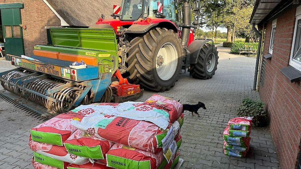 In Mariënheem (Overijssel) zaaide deze veehouder nieuw grasland met rode klaver, na de maisoogst.