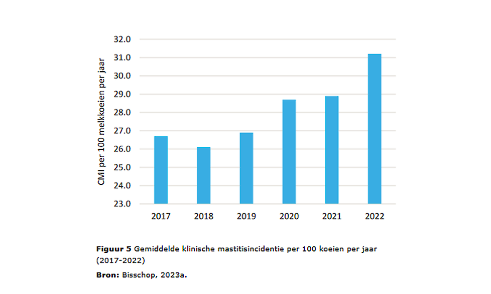 Mastitisincidentie 2017-2022