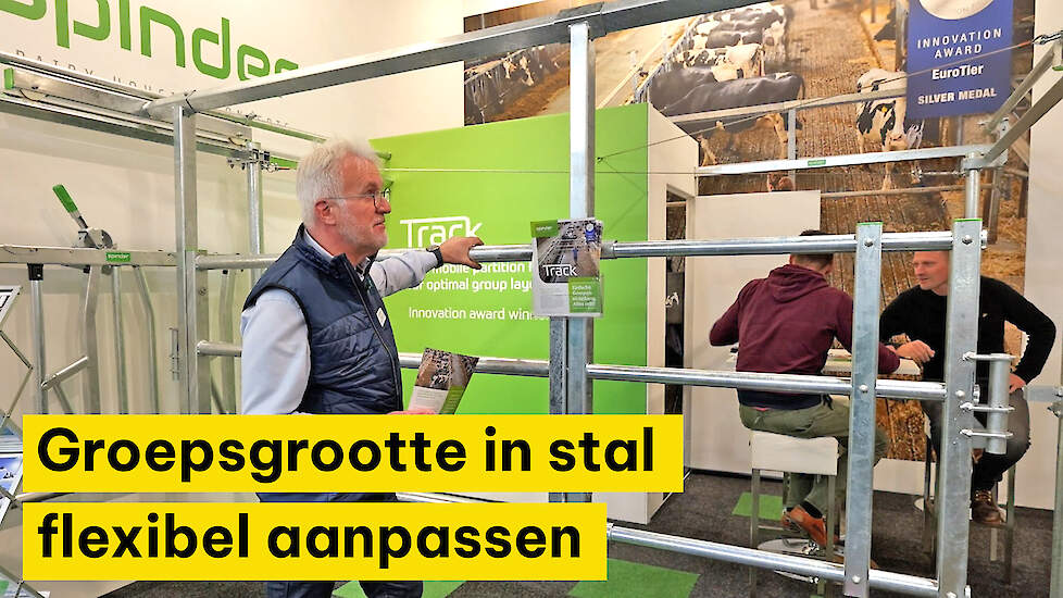 Groepsgrootte in stal flexibel aanpassen met hek op rails.