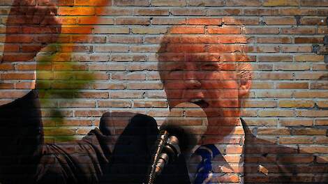 Digitale artistieke afbeelding van de Amerikaanse president Donald Trump, die een importheffing heeft aangekondigd van 25 procent op producten vanuit de EU.