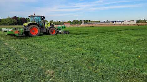 Waar op sommige percelen het gras al gemaaid is, zal waarschijnlijk komende week de eerste snede in volle gang losbarsten.