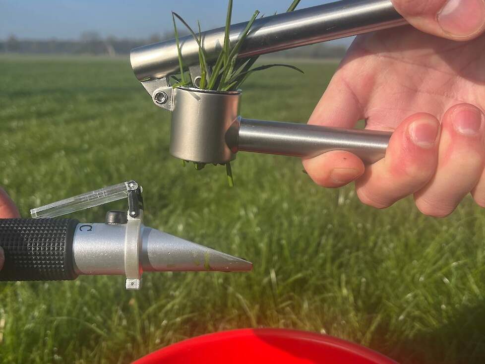 suiker in gras bepalen, brixmeter, grassilage kit