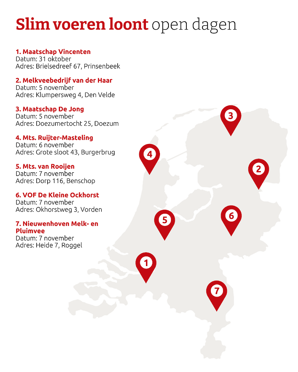 Landkaartje met plekken waar Vector open dagen 2025 zijn