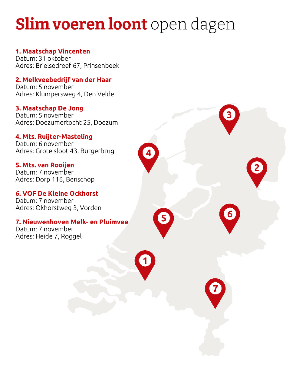 Landkaart met overzicht locaties van alle Vector open dagen 2025