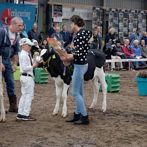 Bonnie 716 (v. Cosmopolitan) van de familie van Eijk-Deelen uit Nyland werd kampioen jonge kalveren.
