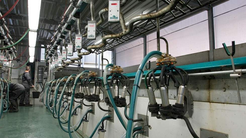 De vernieuwde melkstal bestaat uit een 2 x 12 60 graden-systeem met rapid-exit van GEA.