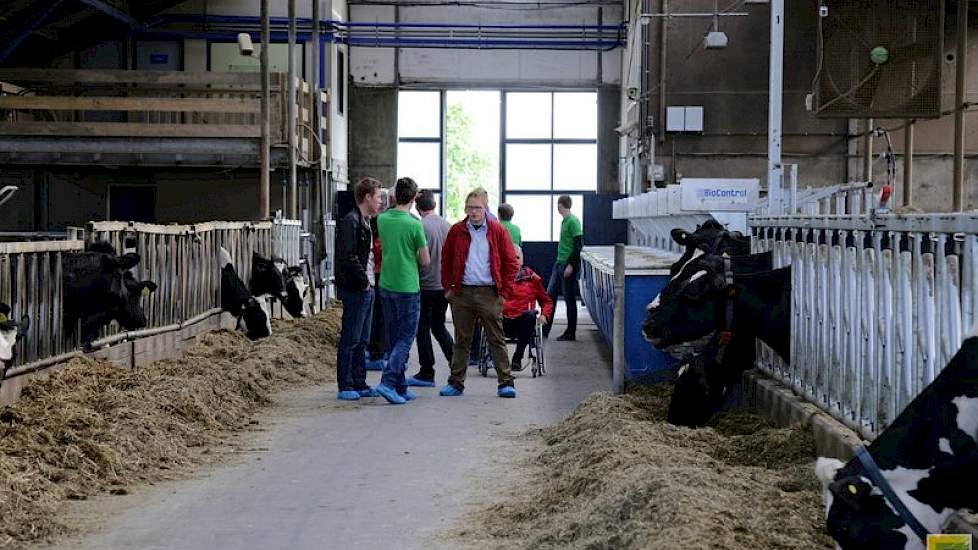 Ook de bestaande traditionele melkveestal is uitgebreid. Er wordt in deze stal gewerkt met twee melksystemen. In het oude gedeelte (op de foto links) worden de koeien gemolken met een 2 x 8 stands visgraat melkstal, terwijl in het nieuwe gedeelte (rechts