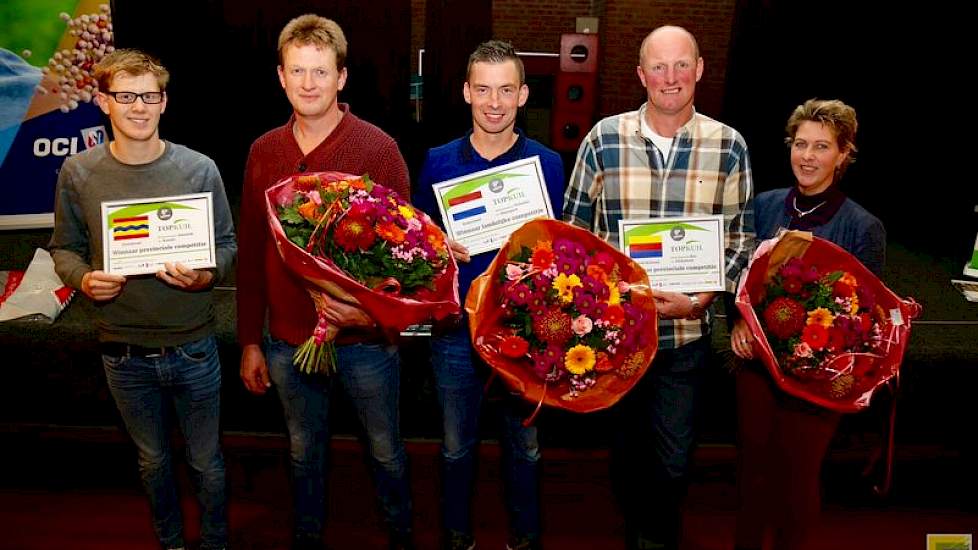 V.l.n.r. Winnaar Krijn Jan Polinder (midden) geflankeerd door de finalisten Martin Immink (links) en Simon Kat (rechts).