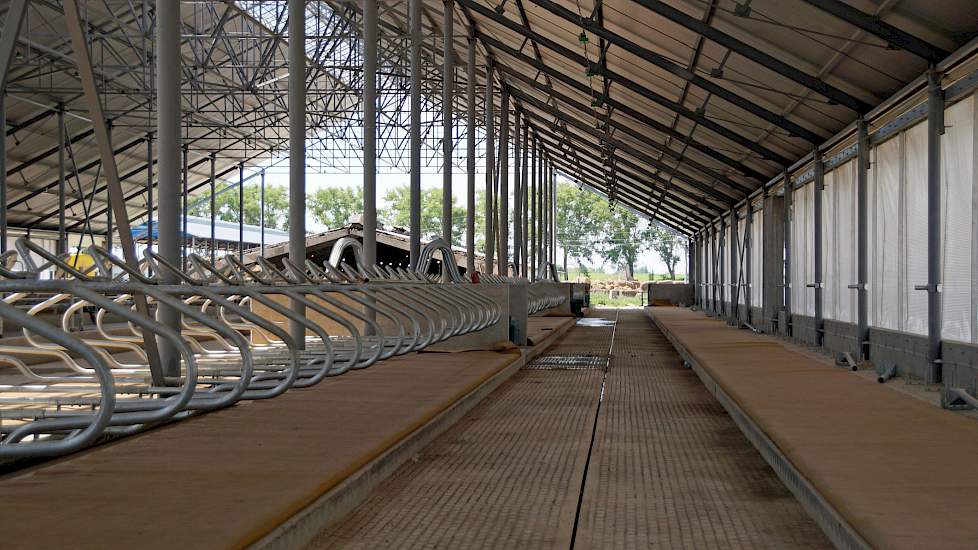 De nieuwe ligboxenstal biedt plaats aan 400 koeien. Een hoge stal van 90 meter lengte met veel lucht en ruimte. De ligboxen zijn van De Boer uit Nederland. De vloer is gestempeld zodat deze niet glad wordt. De drijfmest gaat via een spoelleiding naar het